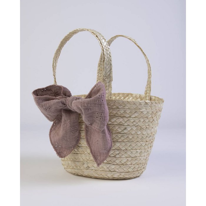 Rietenmandje met strik - Paars