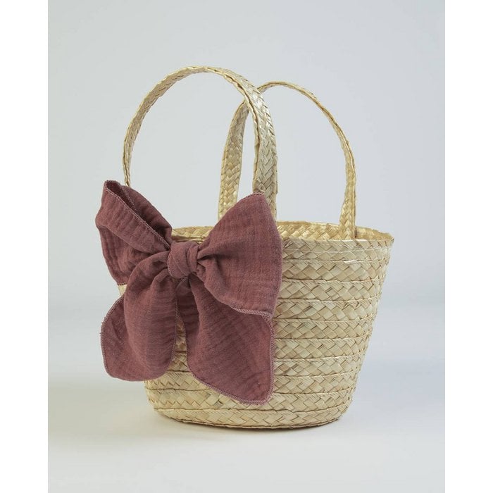 Rietenmandje met strik - Terracotta