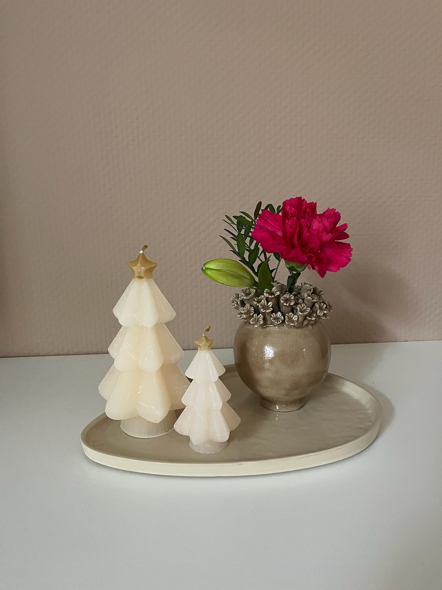 Kaars kerstboom | cream met ster | twee varianten