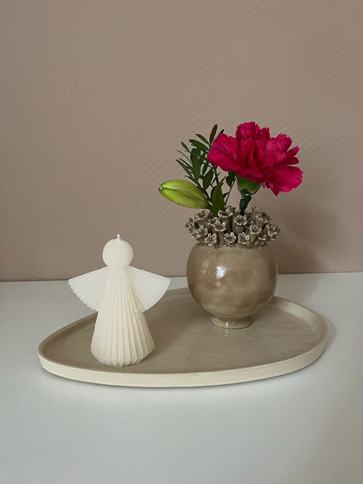 Kaars kerstengeltje | Cream | 10cm
