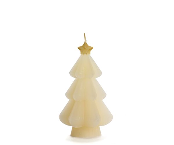 Kaars kerstboom | cream met ster | twee varianten