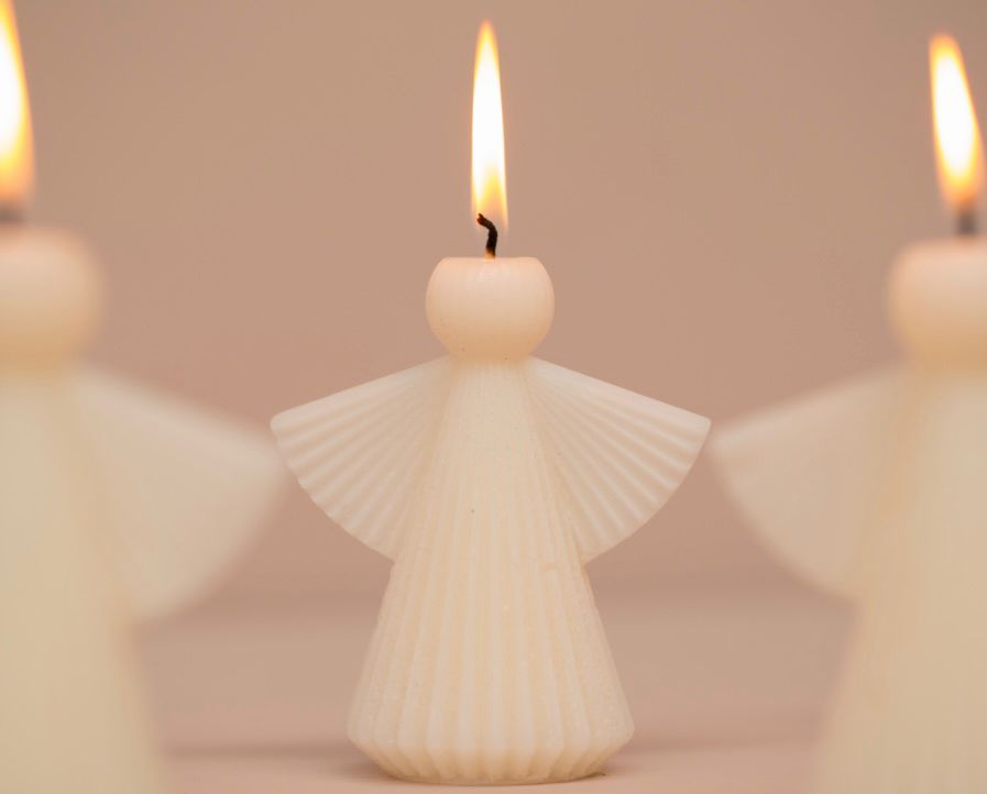 Kaars kerstengeltje | Cream | 10cm