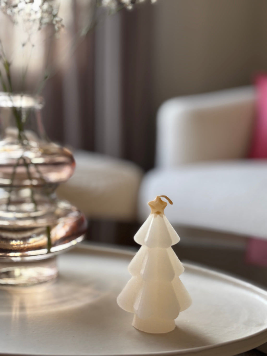 Kaars kerstboom | cream met ster | twee varianten