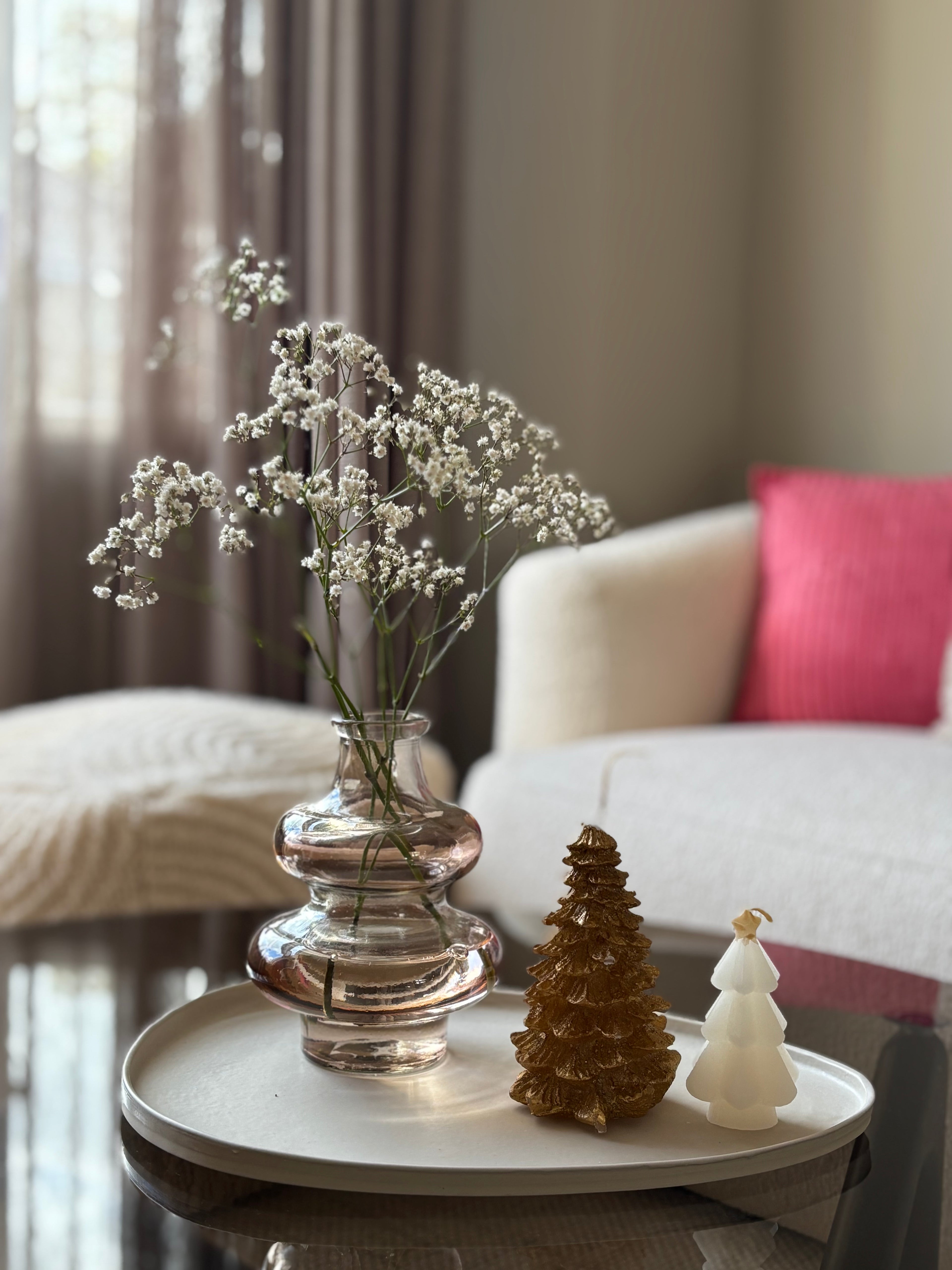 Kaars kerstboom | cream met ster | twee varianten