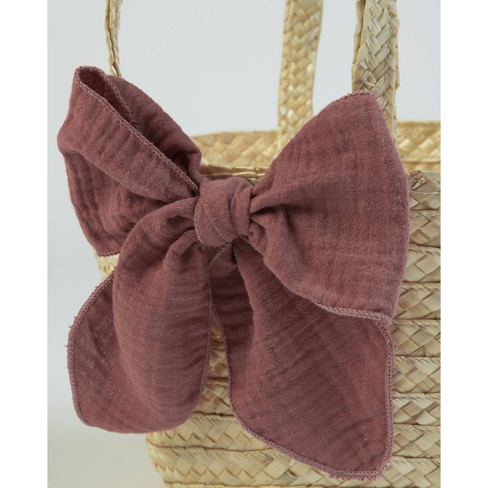 Rietenmandje met strik - Terracotta