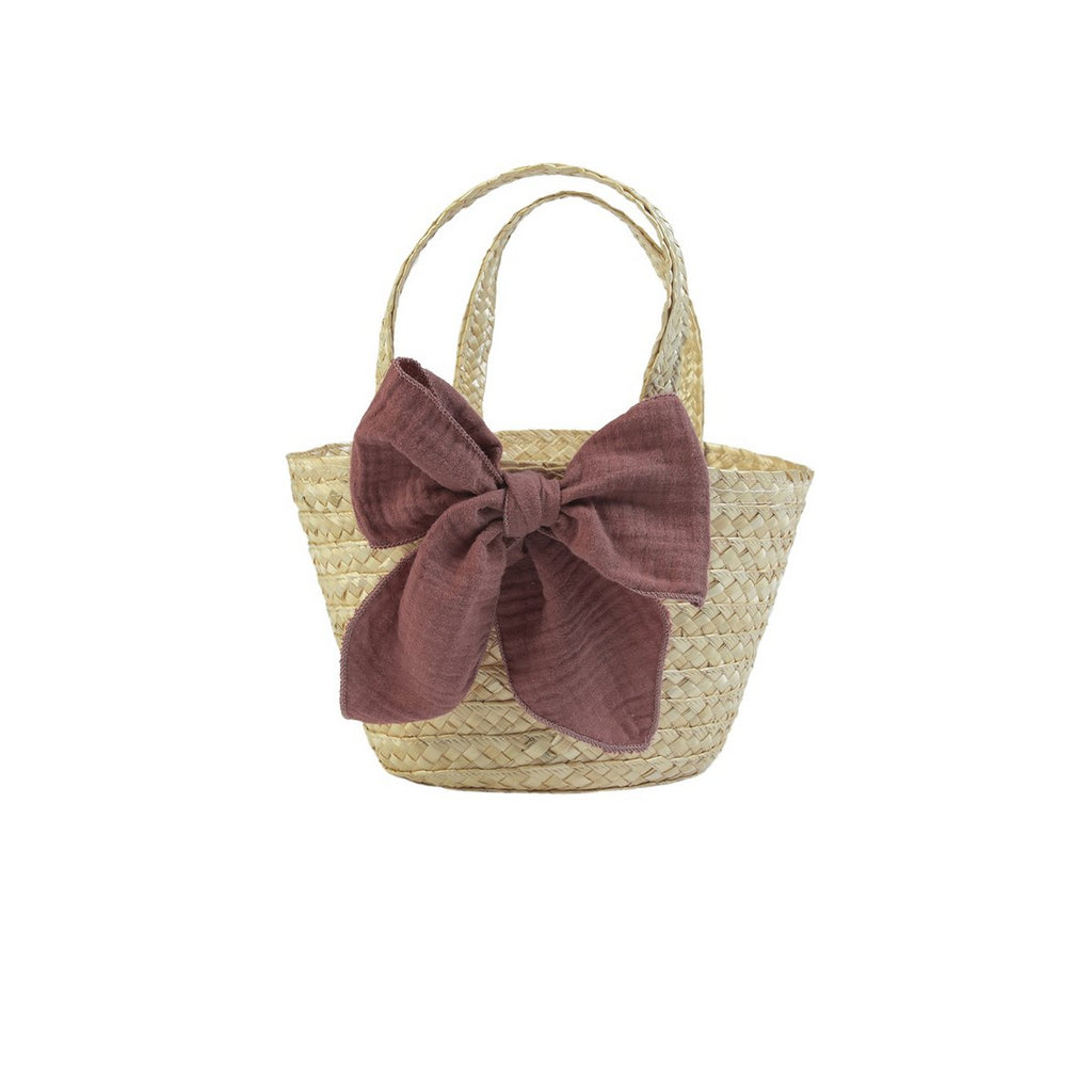 Rietenmandje met strik - Terracotta