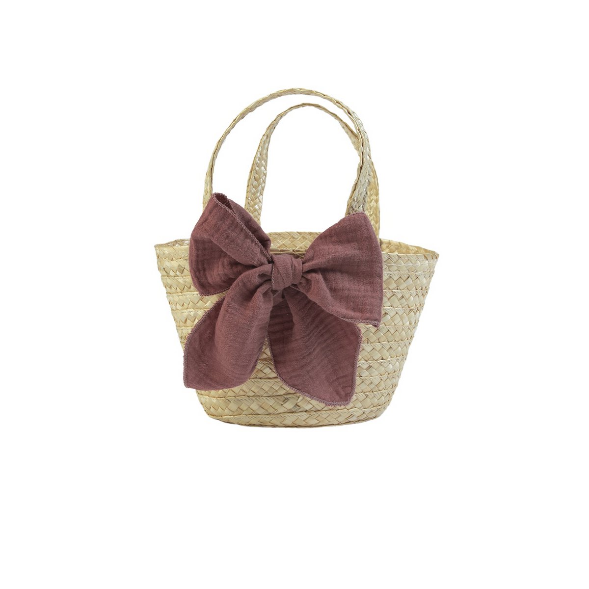 Rietenmandje met strik - Terracotta