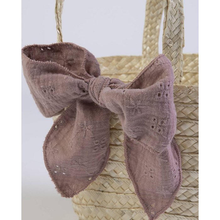 Rietenmandje met strik - Paars